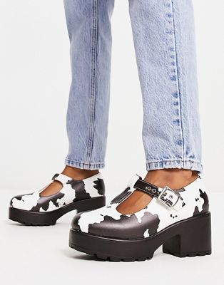 Koi Footwear Koi Mary Jane Heeled Shoes In Cow Print - Multi