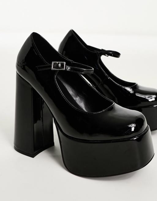KOI Mary Jane platform heeled shoes in black patent, 2 of 4