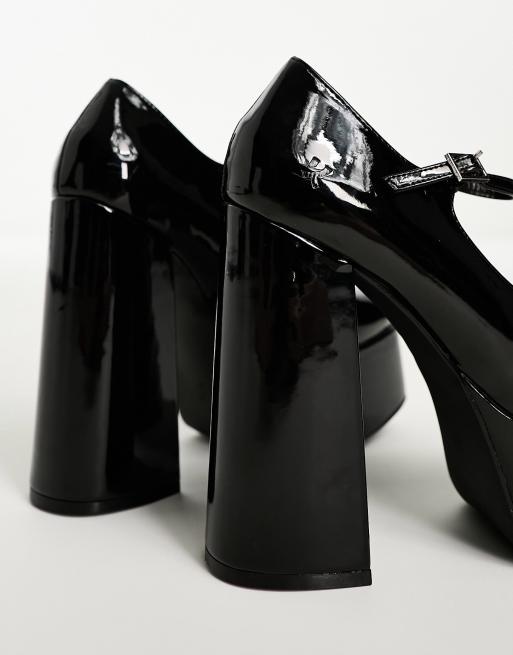KOI Mary Jane platform heeled shoes in black patent, 3 of 4