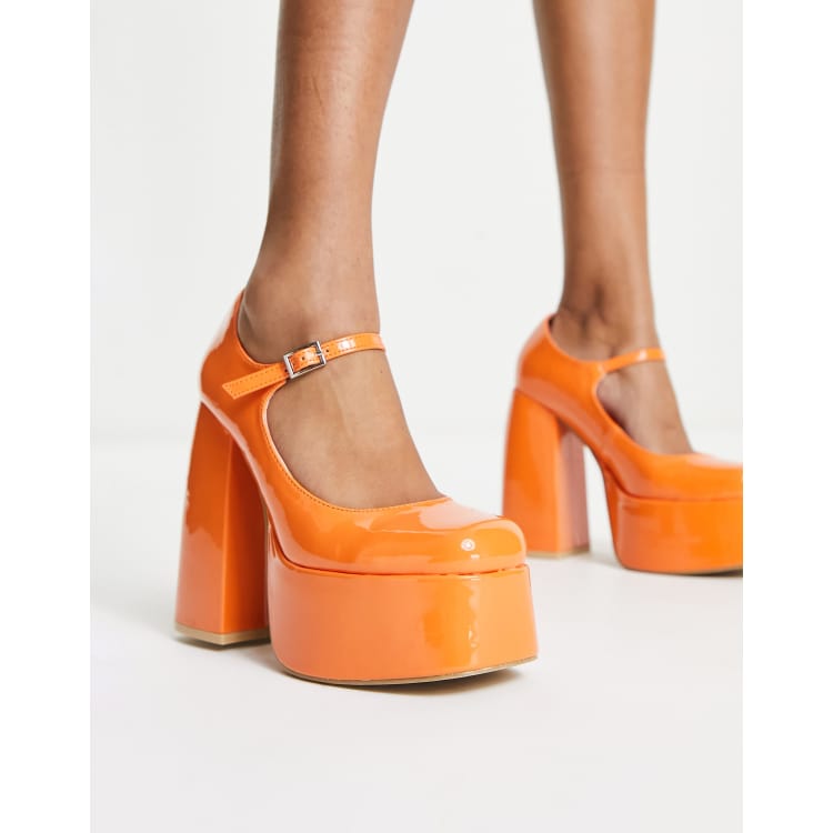 Orange store platform shoes