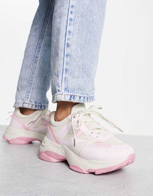 Pink and store white chunky trainers