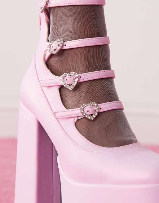 Koi Pearl Dewdrop Platform Heels - Pink