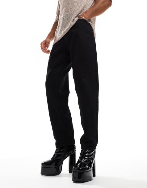 KOI platform heeled ankle boots in black patent - view 1