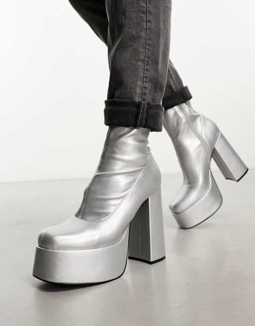 Levity silver platform bootie sale