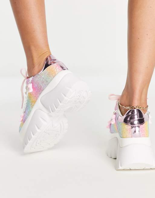Koi – Popping Candy – Pastellfärgade grova sneakers med flatform-sula och berlocker - MULTI, 3 av 4