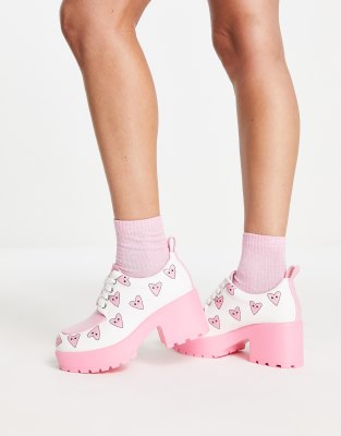 Koi Footwear KOI Princess Juice chunky shoes in white heart print
