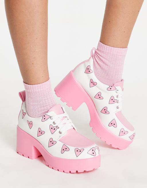 KOI Princess Juice chunky shoes in white heart print  , 3 of 4