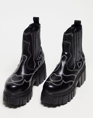 KOI Riviera chunky western boots in black - BLACK | ASOS