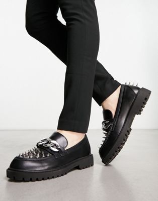 KOI spiked chunky detail loafers in black