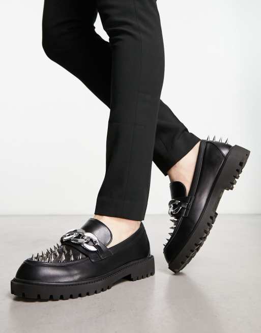 Spiked store loafers black