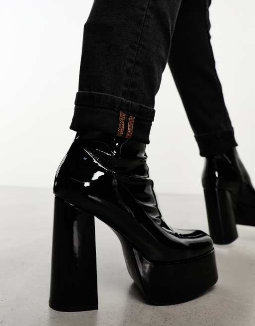 KOI – Svarta, lackade ankelboots med platåsula  , 3 av 4