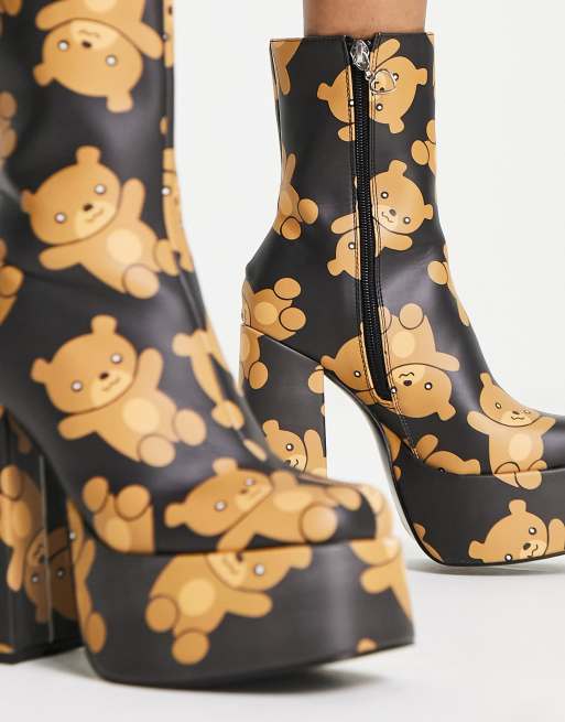 Koi - Teddy - Bottes à talon et plateforme avec imprimé ours en peluche   , 3 de 4