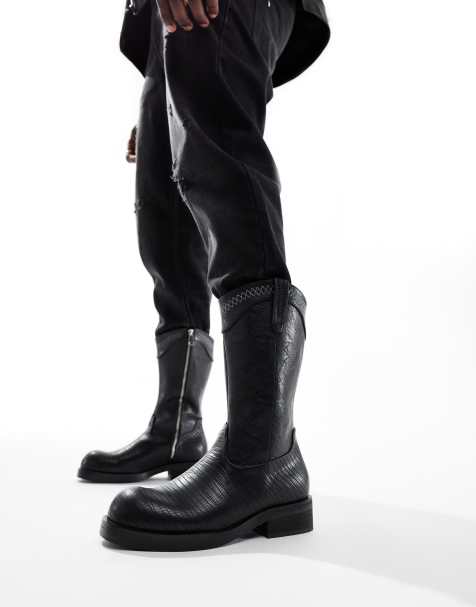 KOI The Last Courtship ornate stacked western cowboy boots in black lizard - view 1