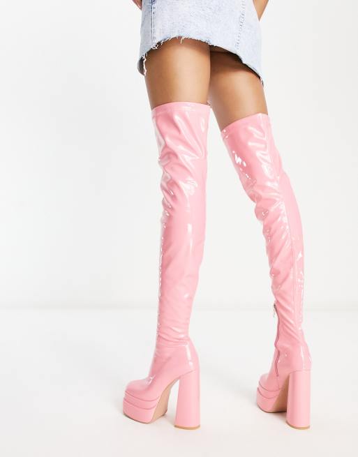 Pink stretch outlet boots