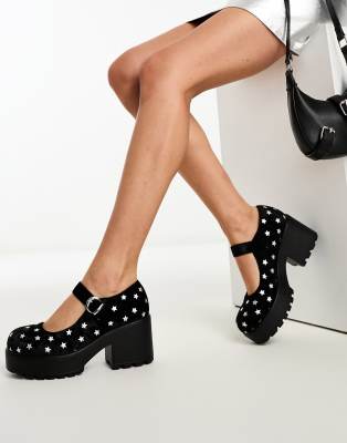 Koi Footwear Koi Tira Night Sky Mary Janes In Black Velvet