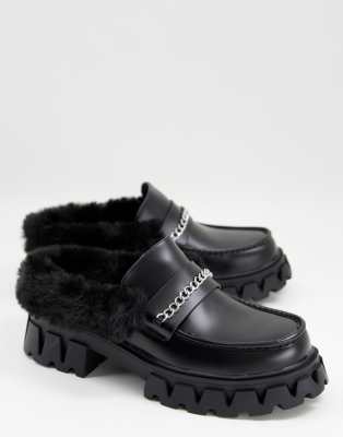 fur lined slip on loafers