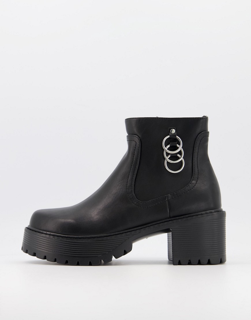 KOI vegan chunky heeled ankle boots in black