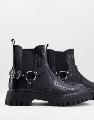 koi topia harness chelsea boots in black - BLACK