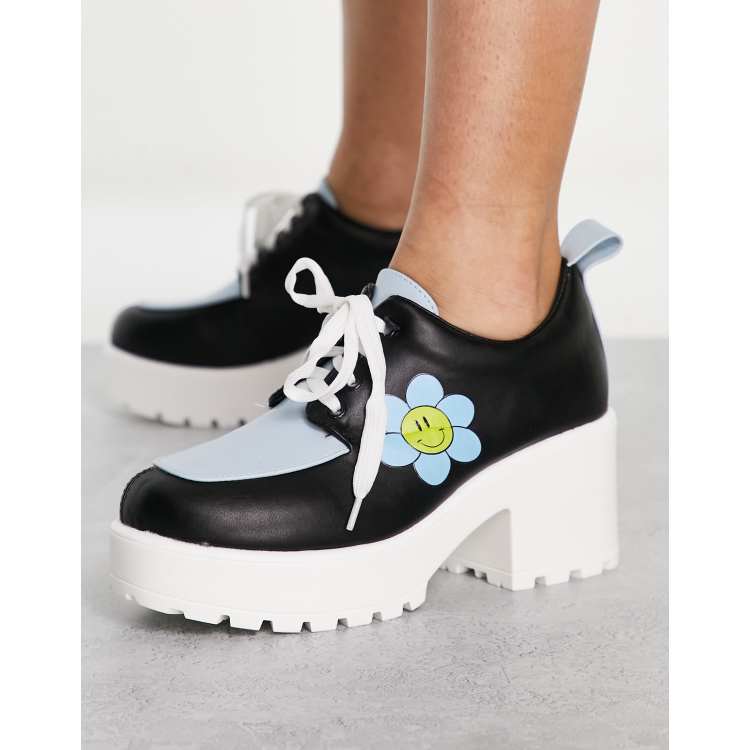 Black store flower shoes