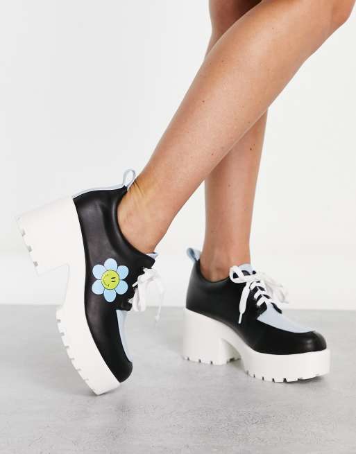 Black store flower shoes