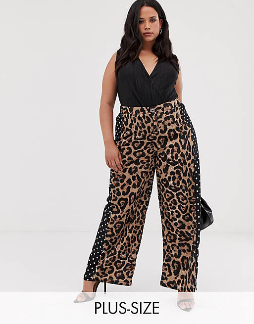 Koko Polka Dot and Leopard Print Contrast Trousers | ASOS