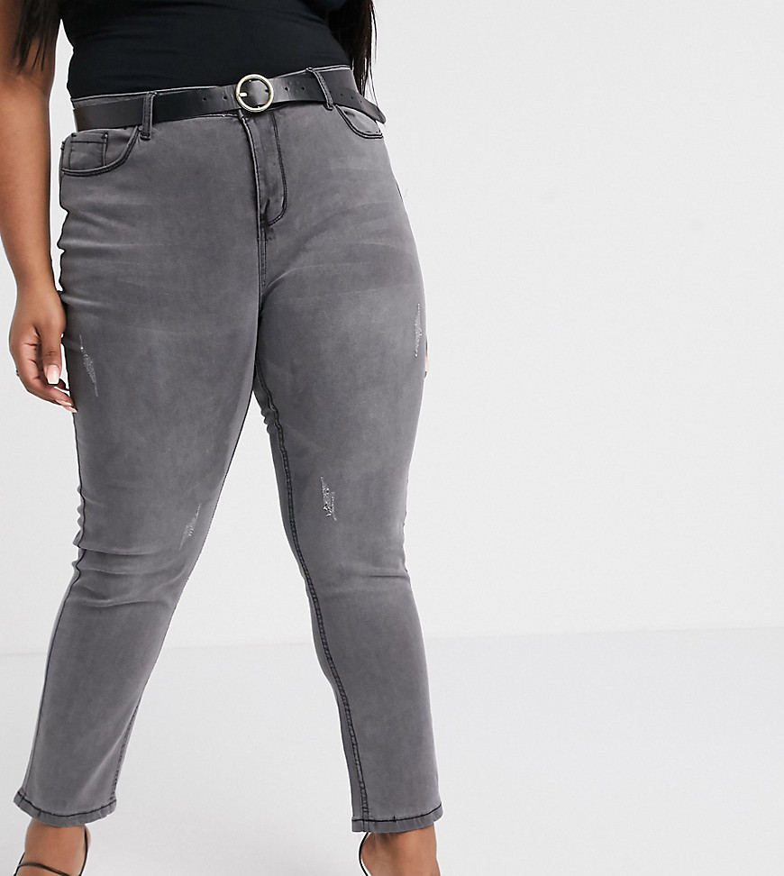 Plus-size jeans by Koko You can always depend on denim High rise Belt loops Concealed fly with button fastening Functional pockets Distressed details Skinny fit Tight cut, regular on the waist
