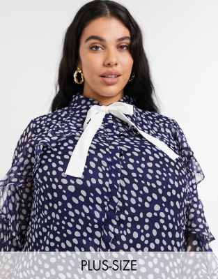 navy ruffle blouse