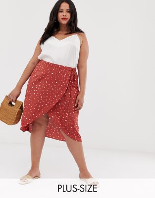 plus size red skirt with white polka dots