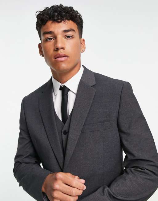 Koksgrå habitjakke i smal pasform fra ASOS DESIGN, 3 af 4