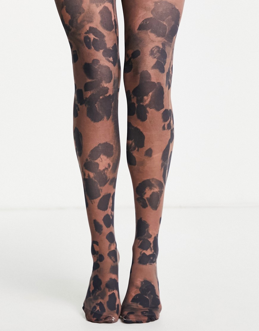 фото Колготки с леопардовым принтом topshop-коричневый цвет