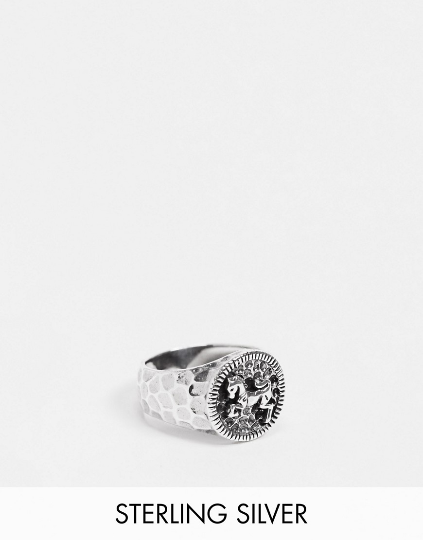 Кольцо-печатка из полированного стерлингового серебра с дизайном в виде лошади ASOS DESIGN-Серебристый