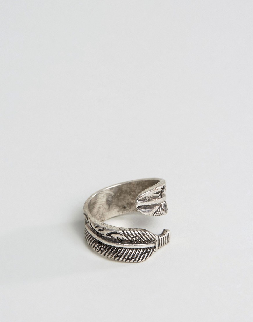 фото Кольцо с дизайном в виде пера asos design-серебряный
