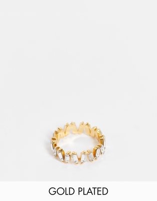  Кольцо с позолотой 14 карат и прямоугольными камнями ASOS DESIGN-Золотистый