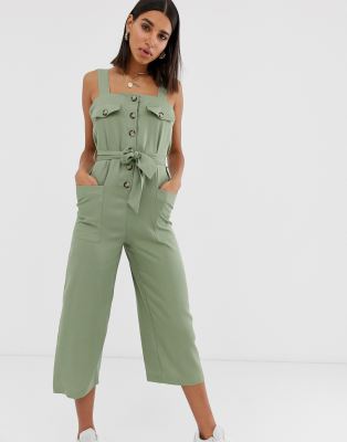 bershka khaki jumpsuit