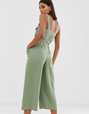 bershka khaki jumpsuit