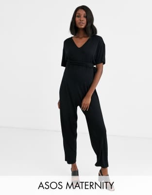 фото Комбинезон с поясом и рукавами-кимоно asos design maternity-черный asos maternity