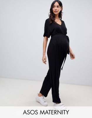 фото Комбинезон с поясом и рукавами-кимоно asos design maternity-черный asos maternity