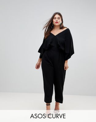 фото Комбинезон с рукавами-кимоно и суженными книзу штанинами asos design curve-черный asos curve