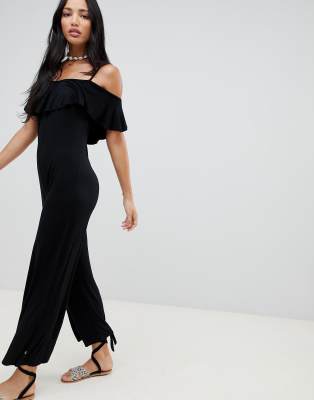 Aubrey black перевод. Lipsy Cold Shoulder Ruffle Jumpsuit.