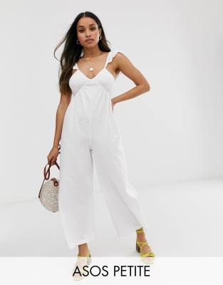 фото Комбинезон с вышивкой ришелье на оборках asos design petite-белый asos petite