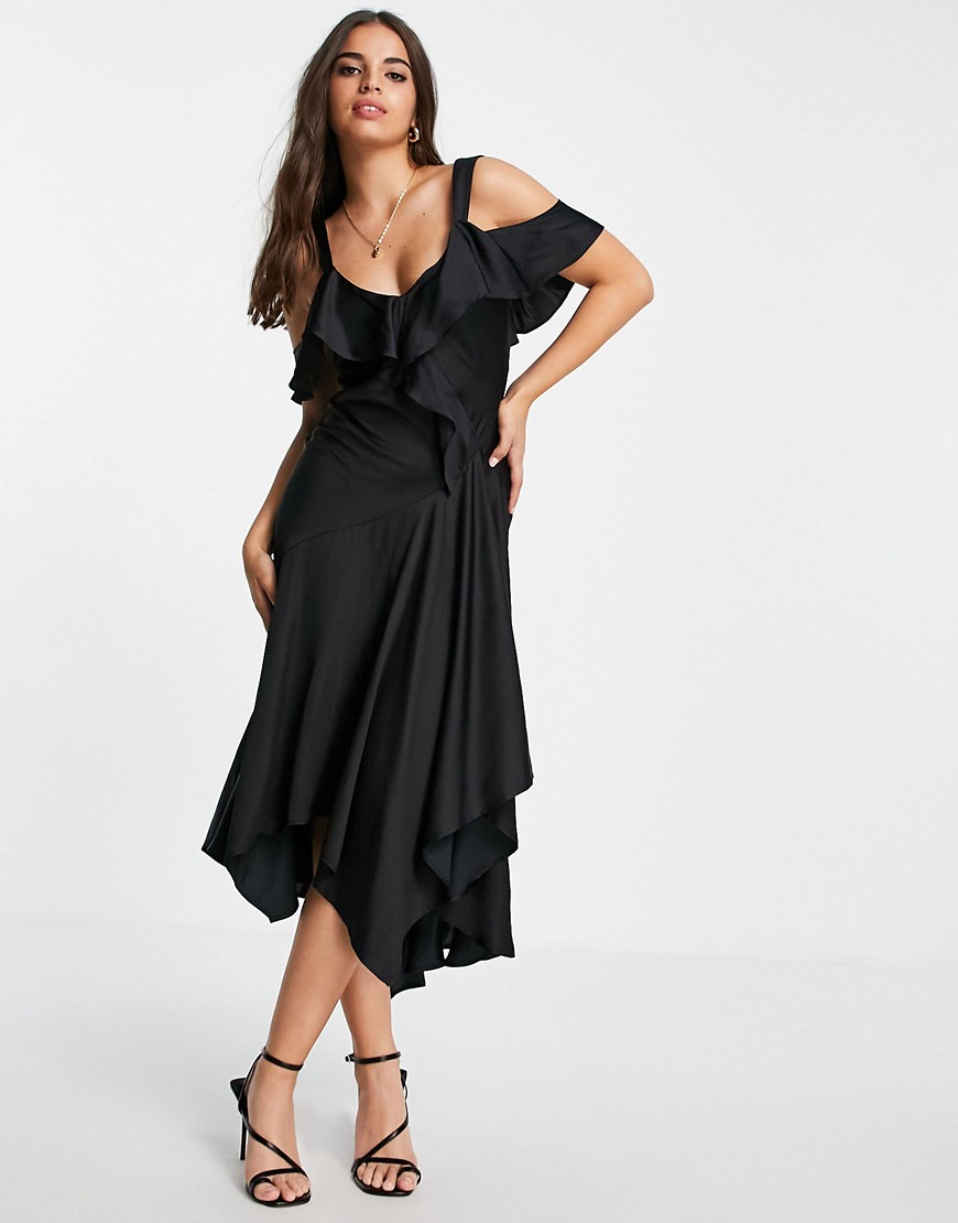 Комбинированное черное премиум-платье -Черный цвет TOPSHOP 106429035