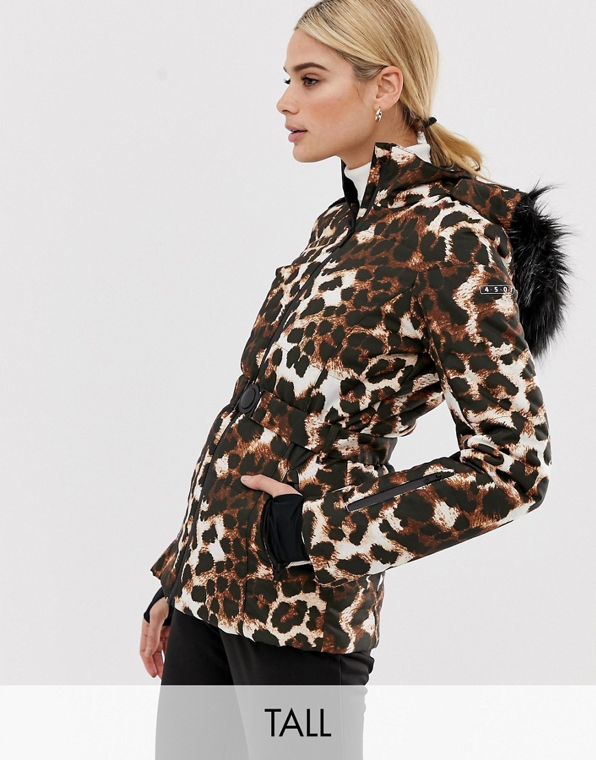 фото Комбинируемая горнолыжная куртка с поясом, уплотненными вставками и леопардовым принтом asos 4505 tall-мульти