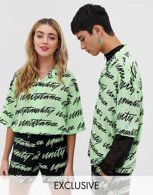 Комбинируемая рубашка унисекс с надписью \"unity\" ASOS DESIGN x glaad&-Зеленый