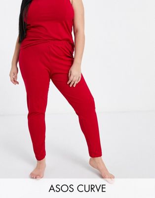 фото Комбинируемые пижамные леггинсы из трикотажа красного цвета asos design curve-красный asos curve