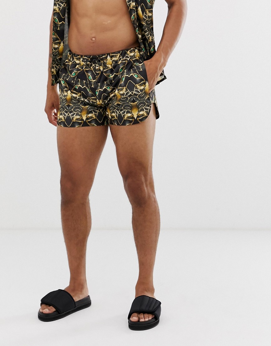 фото Комбинируемые шорты для плавания с принтом hermano-черный