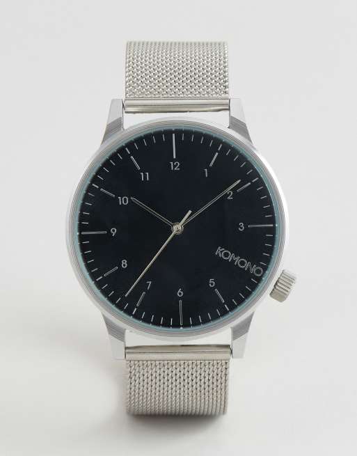 Komono Winston Royale Mesh Watch In Silver | ASOS