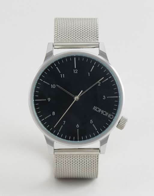 Komono Winston Royale Mesh Watch In Silver