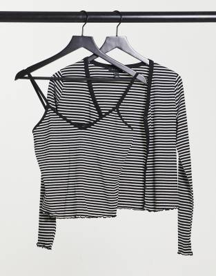 От комплекта  Asos Комплект-двойка в черную полоску из кардигана и майки New Look-Черный цвет