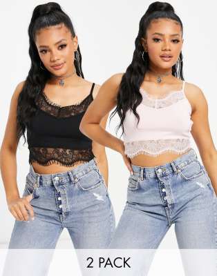 Укороченные топы Комплект из 2 бралеттов с кружевной отделкой Missguided Basics-Многоцветный