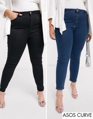 фото Комплект из 2 джинсов скинни asos design curve - скидка 16%-мульти asos curve